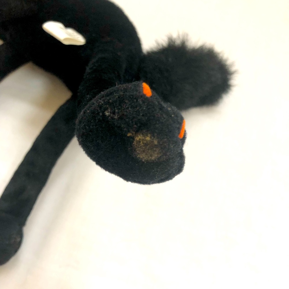 Black Cat Posable Weighted Feet Furry Tail Plush Decor Orange Nose - Picture 12 of 12